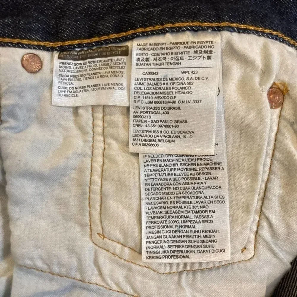 Levis 501 Button Fly Dark Wash Straight Leg Jeans 40x32 NWOT